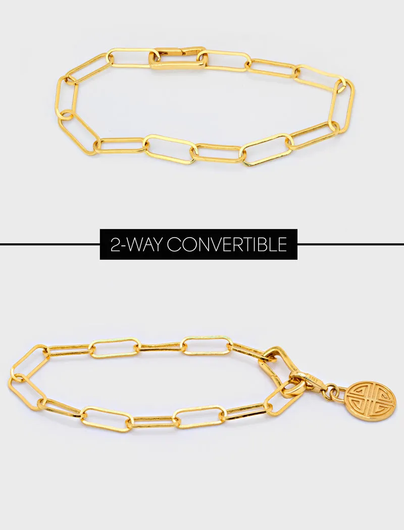 FOUR BLESSINGS Lucky Charm Coin Link Chain Bracelet | 18K Gold Over Sterling Silver