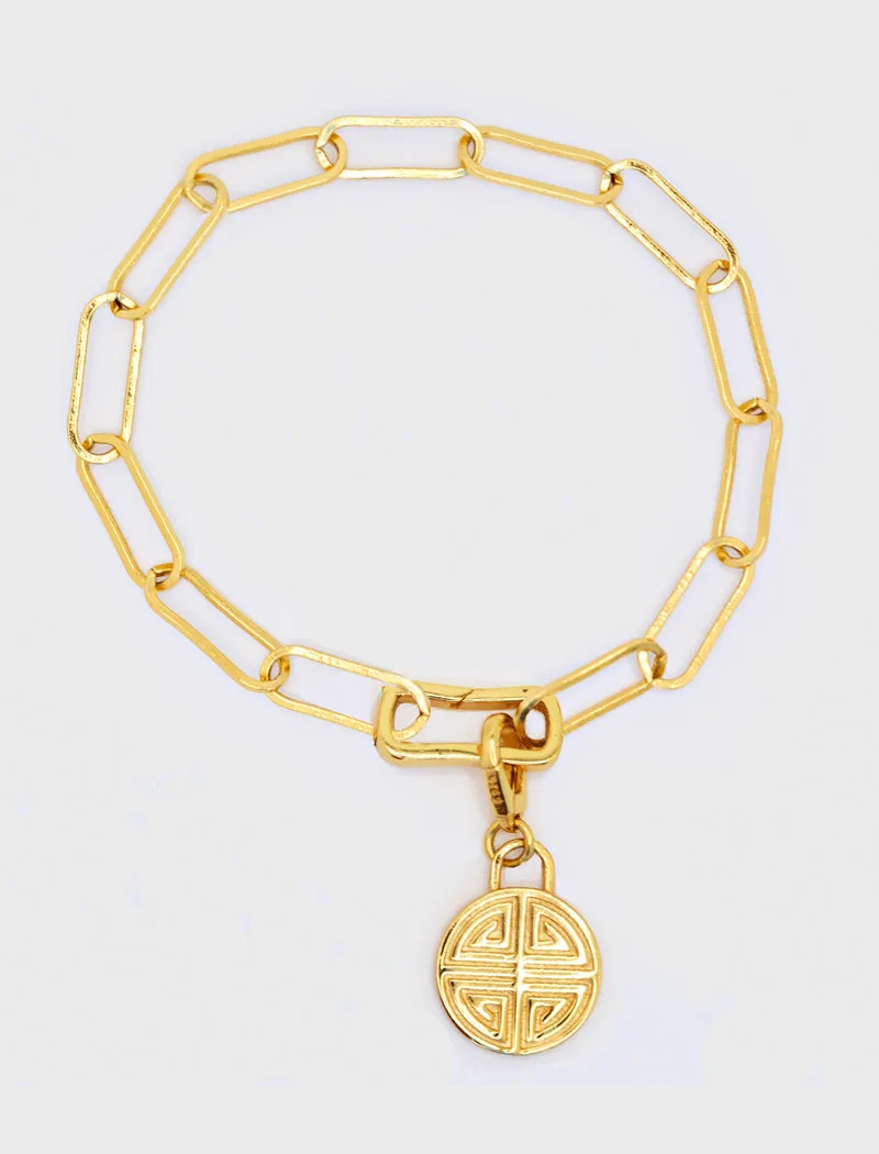 FOUR BLESSINGS Lucky Charm Coin Link Chain Bracelet | 18K Gold Over Sterling Silver