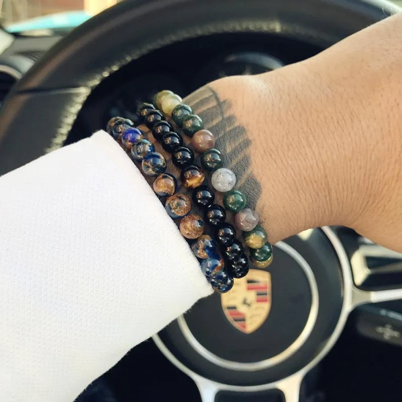Fumatore Black Hematite Stone Beaded Bracelet