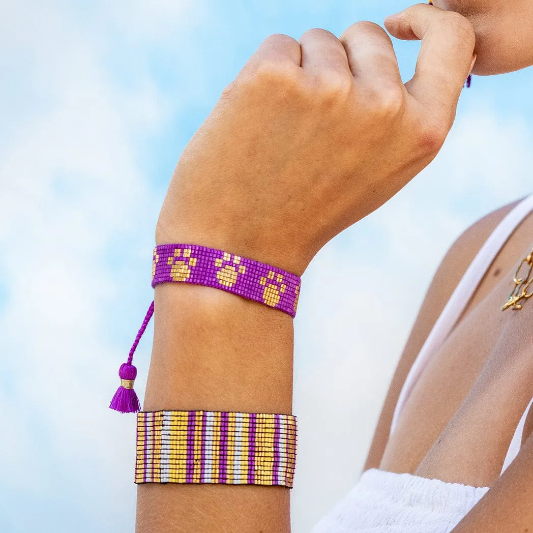 Gabby Paw Prints Beaded Bracelet | Ink   Alloy