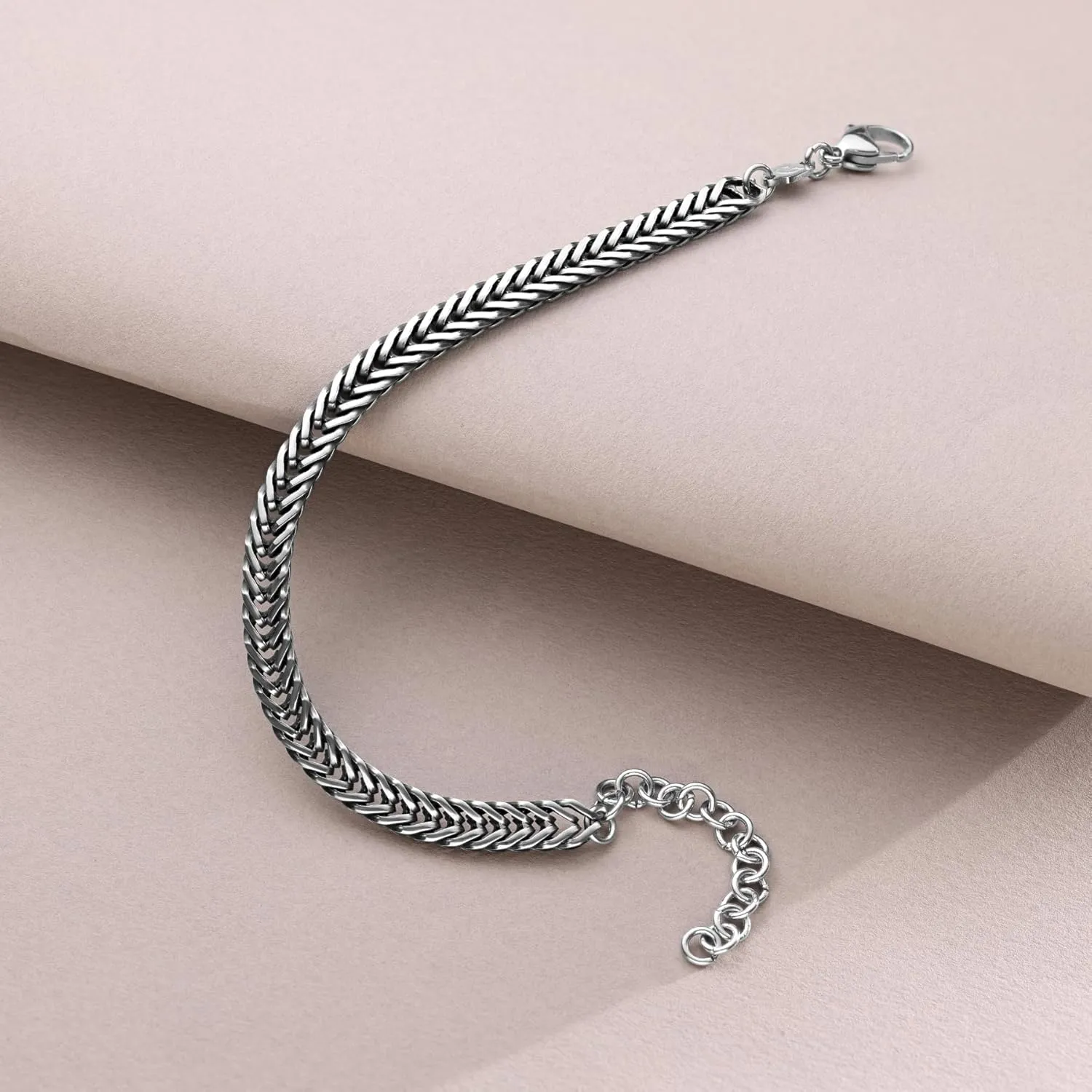 Galis Chain Bracelets For Men - Father's Day Gift - Premium Stainless Steel Mens Bracelet, Silver Plated Non Tarnish Bracelet - This Snake Chain, Stylish Gifts For Him 7"