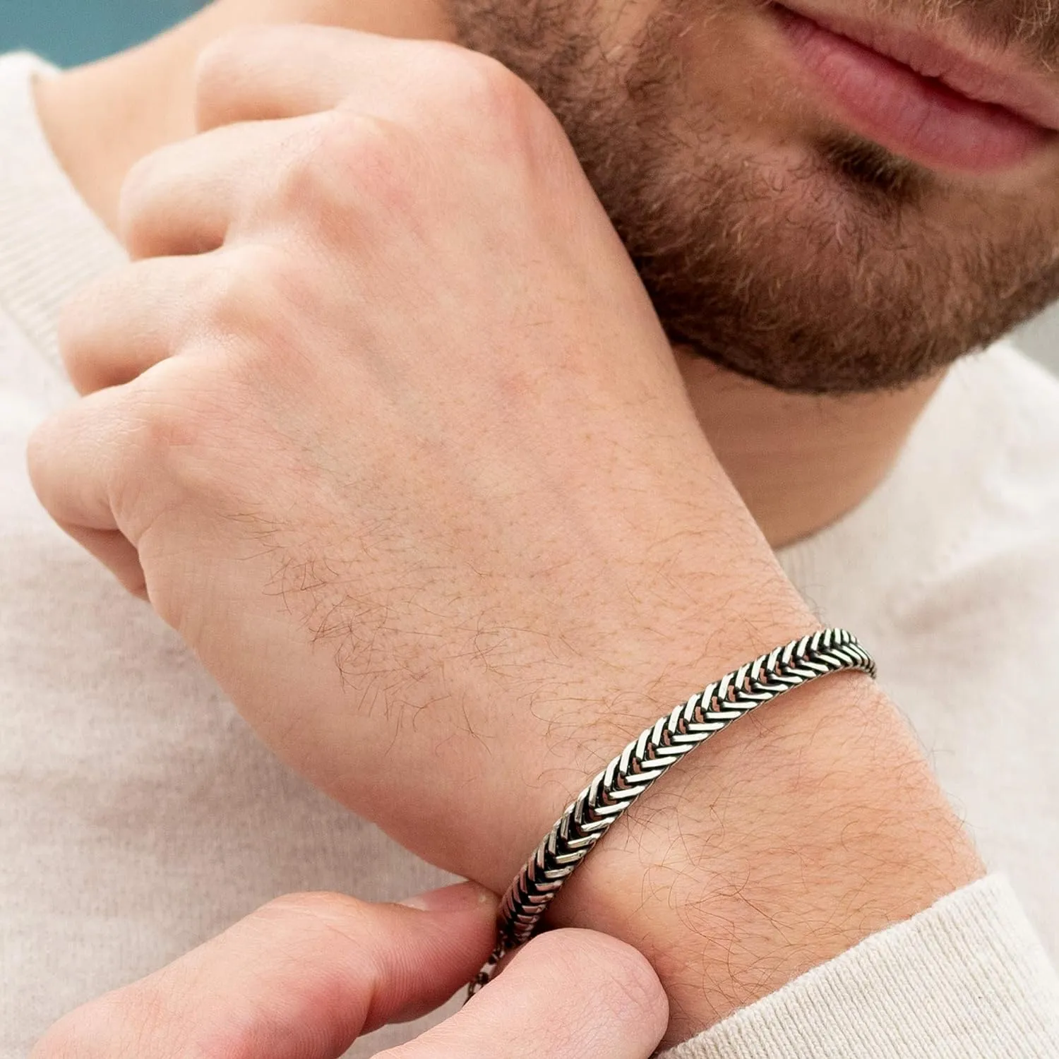 Galis Chain Bracelets For Men - Father's Day Gift - Premium Stainless Steel Mens Bracelet, Silver Plated Non Tarnish Bracelet - This Snake Chain, Stylish Gifts For Him 7"