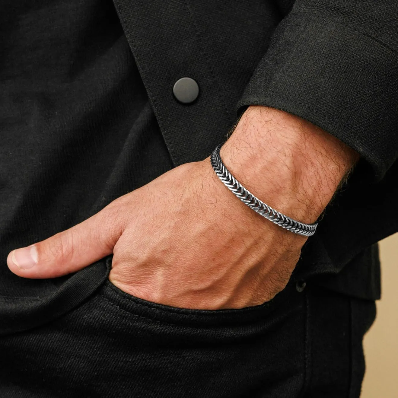 Galis Chain Bracelets For Men - Father's Day Gift - Premium Stainless Steel Mens Bracelet, Silver Plated Non Tarnish Bracelet - This Snake Chain, Stylish Gifts For Him 7"