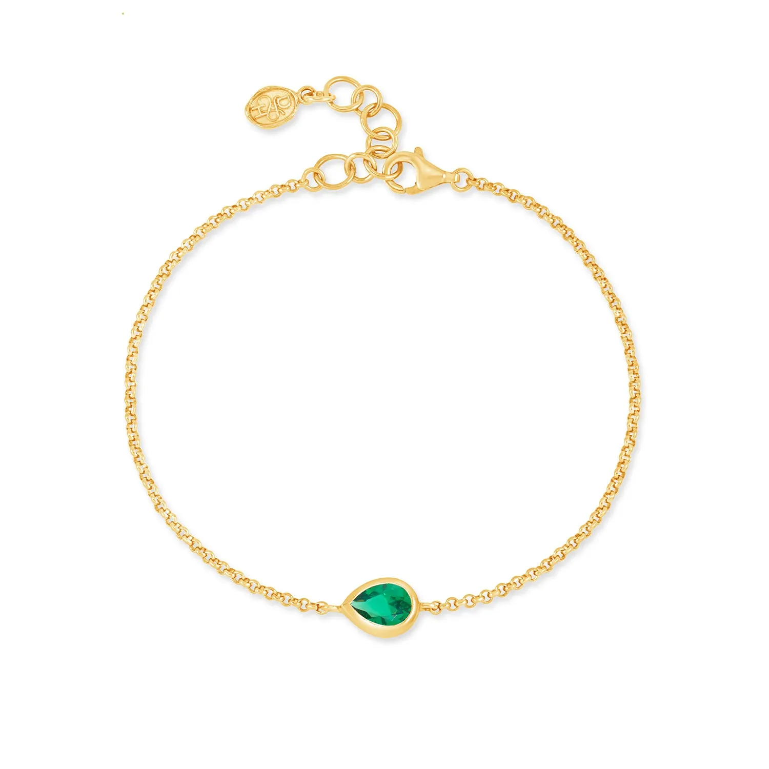Green Garnet Pear Chain Bracelet