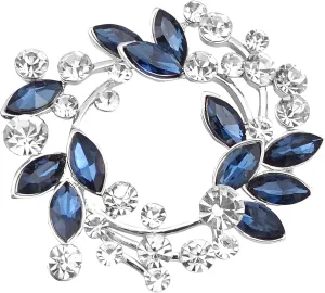 Gyn&Joy Clear Crystal Rhinestone Floral Wreath Pin Brooch BZ005