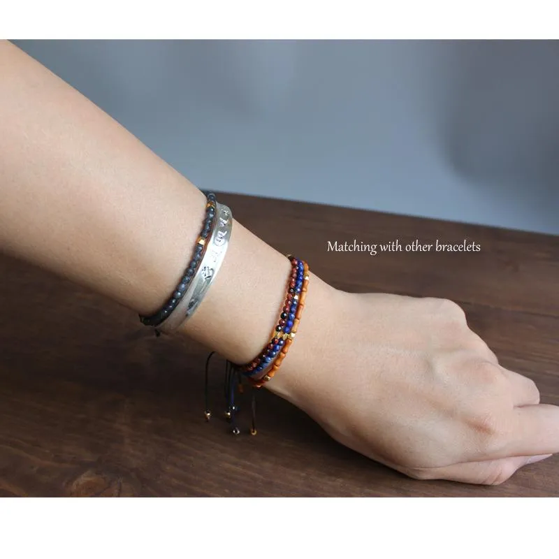 Hand-Carved Natural Olive Nut &amp 24K Gold Bracelet