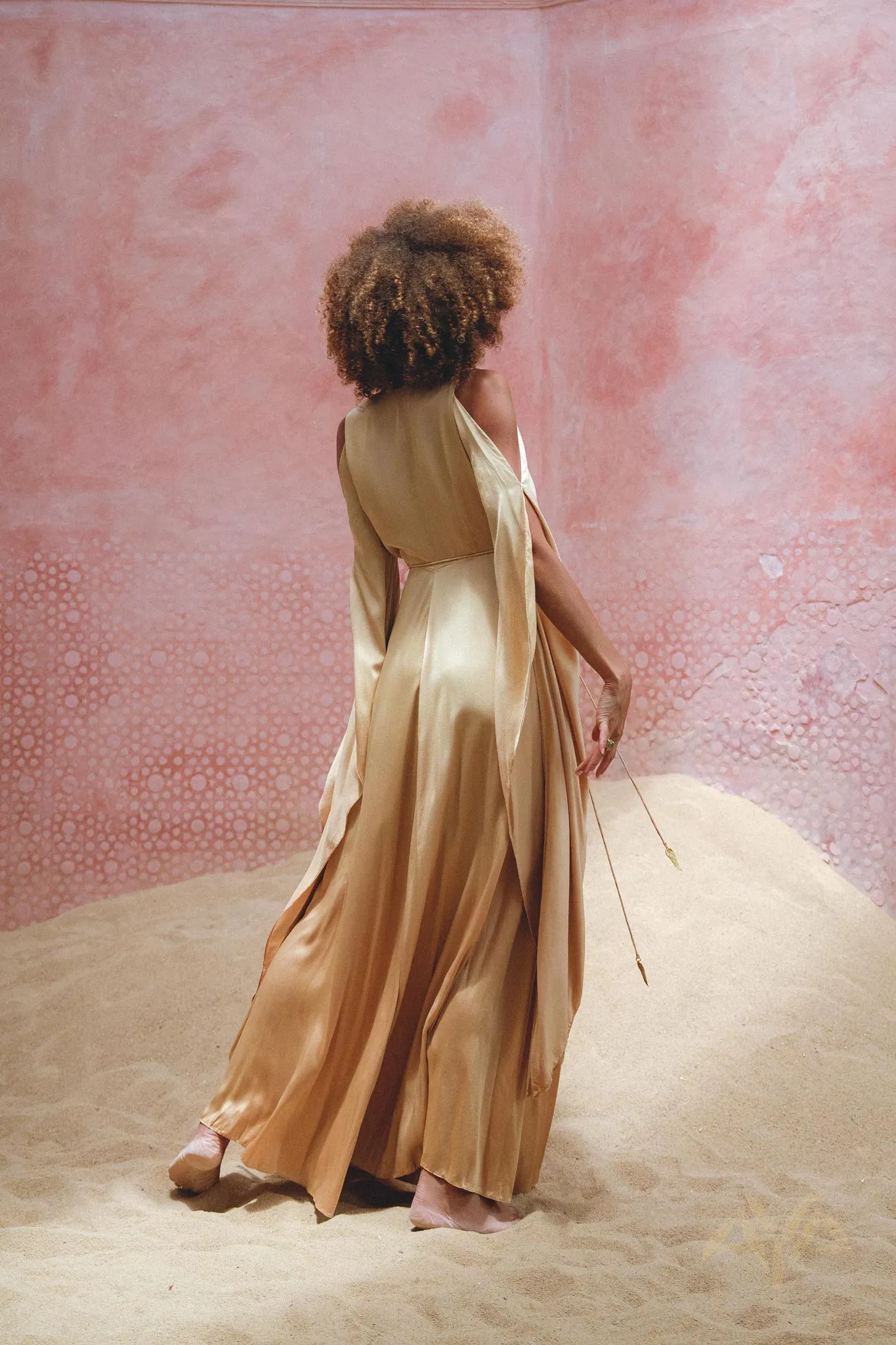 Inca Gold Matangi Peace Silk Gown • Organic Bridesmaid Kimono Dress • Wrap Dress