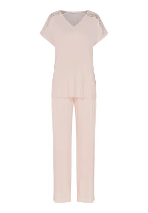 Josephine Soft Lace Trim Long Pajama Set | Peach Whip 74940-2311