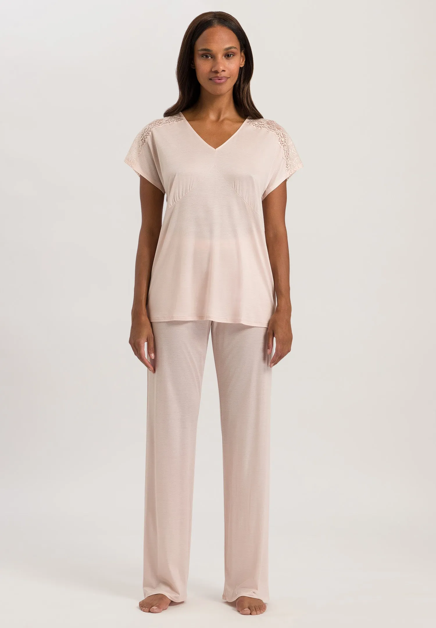 Josephine Soft Lace Trim Long Pajama Set | Peach Whip 74940-2311
