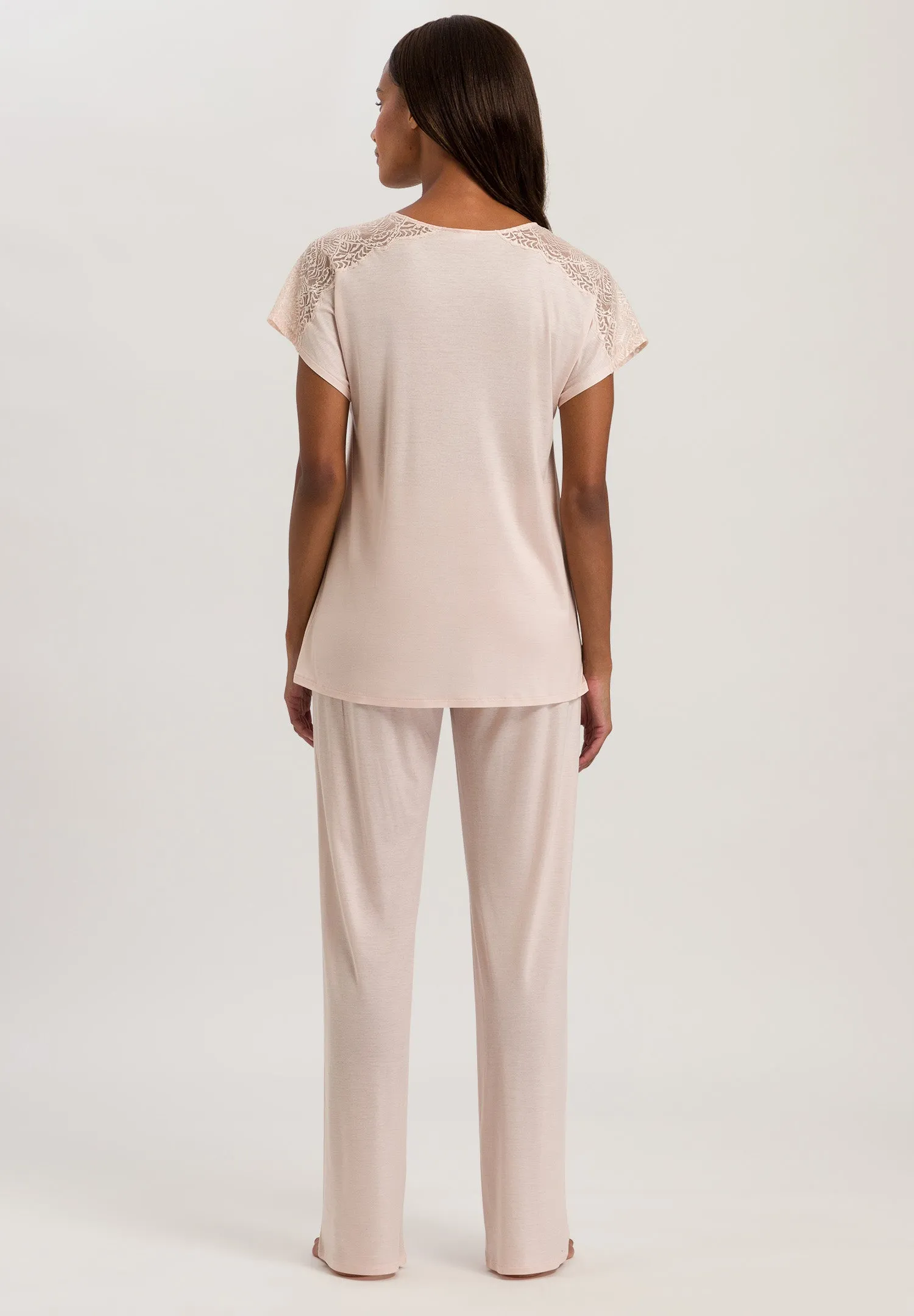 Josephine Soft Lace Trim Long Pajama Set | Peach Whip 74940-2311