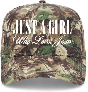 Just A Girl Who Loves Jesus Vintage Trucker Hat | Premium Snapback Baseball Hat for Women