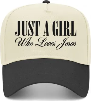 Just A Girl Who Loves Jesus Vintage Trucker Hat | Premium Snapback Baseball Hat for Women