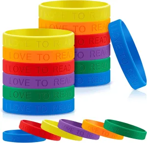 Jutom I Love to Read Rubber Bracelets - Colorful Motivational Wristbands for Kids, Classroom Rewards & Home Decor, Library Supplies,Pack of Vital Silicone Wristbands