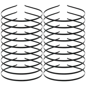 Lawie 20 Pack Bulk 4 MM Thin Black Plain Blank Hard Metal Headbands Skinny Headband Slim Simple Hair Hoop Wire Hair Bands Clasps Crown Tiara Base Frame DIY Crafts Headpieces Accessories for Women Girl