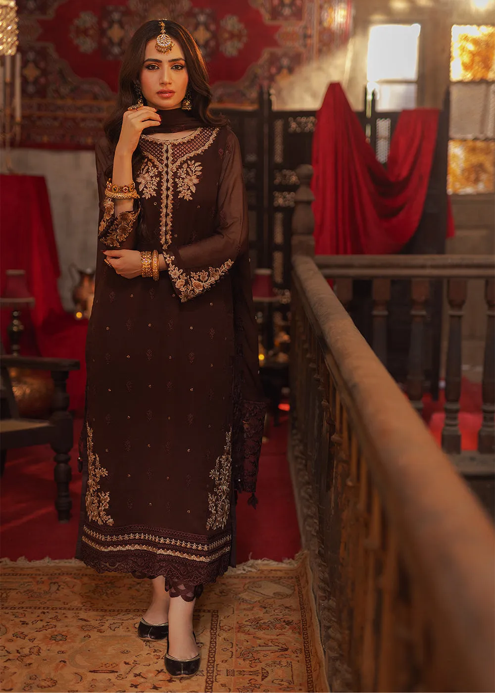 Luxe 3 Pcs Festive Embroidered Formals '24 by Azure | Amber Aura