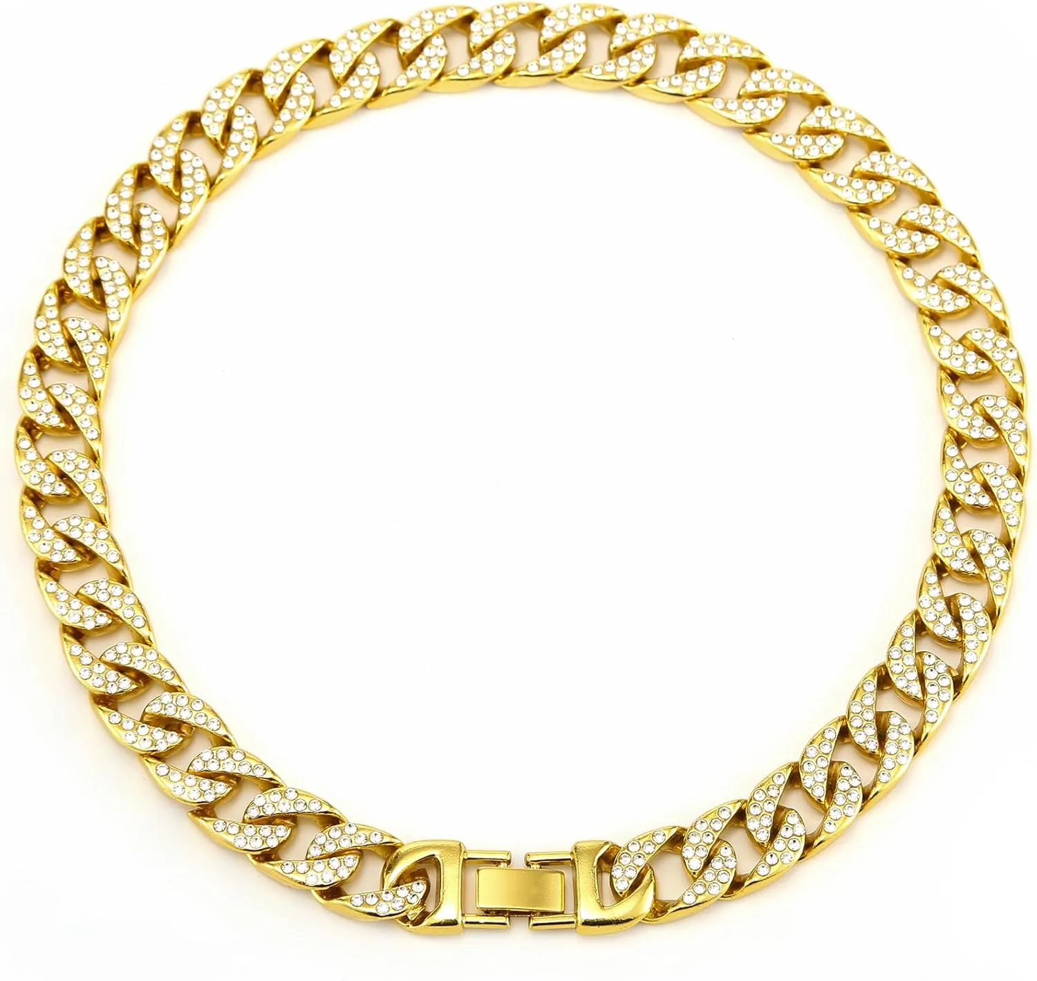 Miami Mens Cuban Link Chain Silver Gold Plated Bling Cuban Necklace Diamond Chain for Men Women 13MM iced out chain Hip Hop pendant Jewelry.