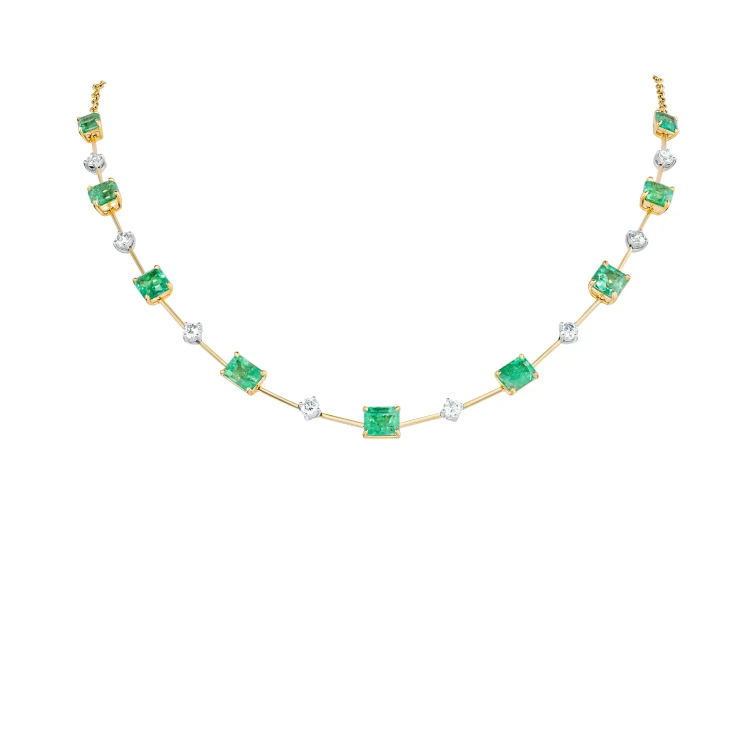 Multi-Shaped Emerald Diamond Necklace