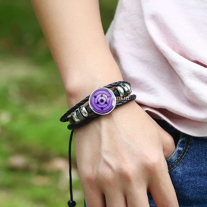 Naruto Sasuke Pain Madara Cosplay Braided Anime Leather Bracelet
