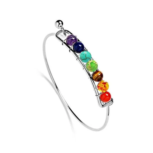 Natural Stone Chakra Balancing Bangle Bracelet