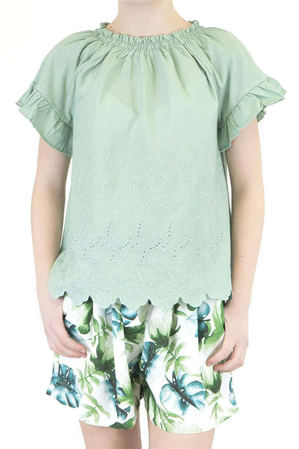 Next Girls Embroidered Butterfly Short Sleeve Top
