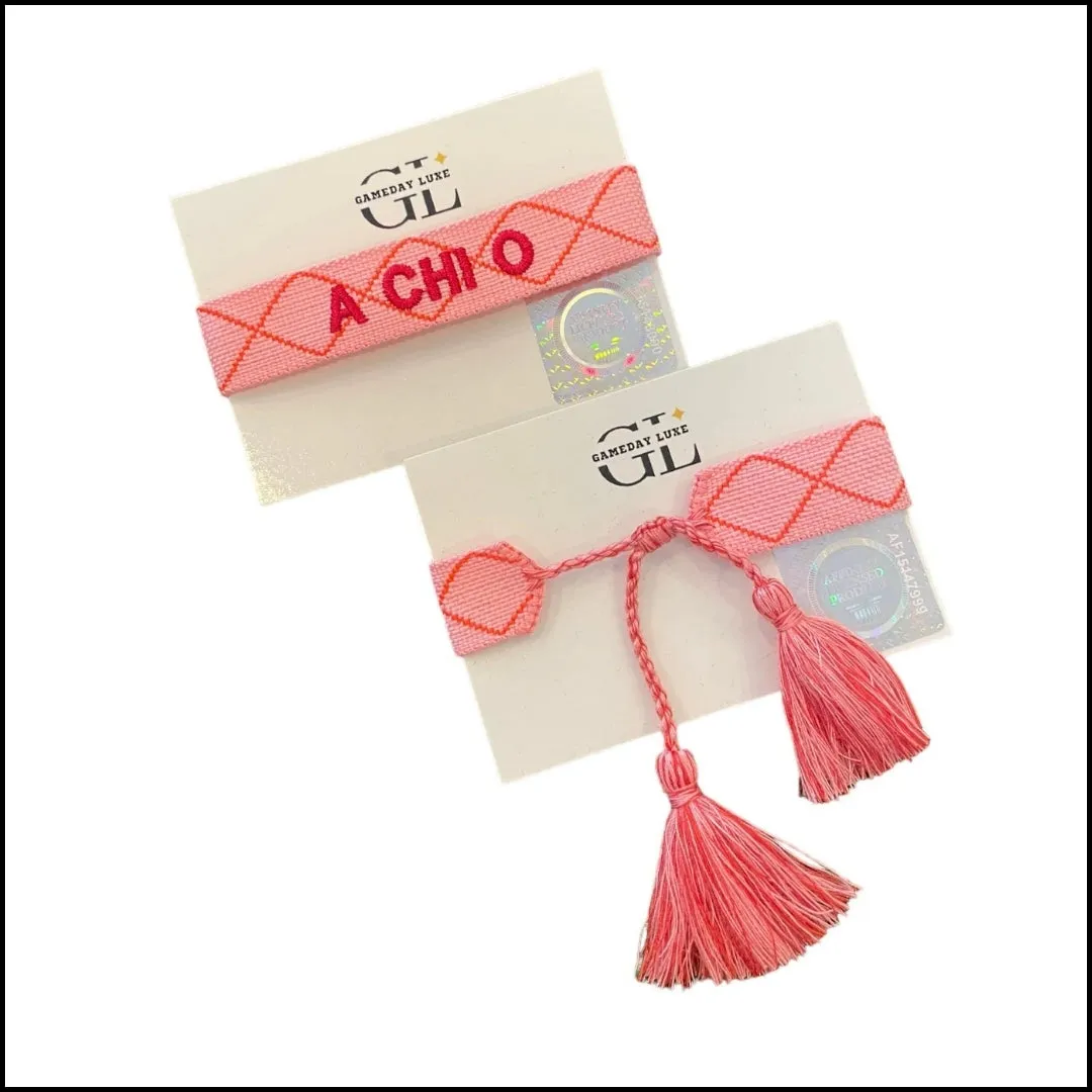 Officially licensed Alpha Chi Omega Team Tassel Bracelet