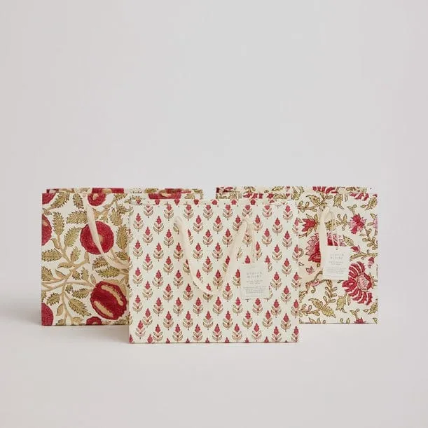 Paper Mirchi Hand Block Printed Gift Bag Festive Floral Medium