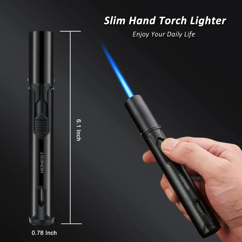 PROMISE Torch Lighters, Butane Lighters Refillable Single Jet Flame for Candle Grill BBQ Camping (Blue&Red)