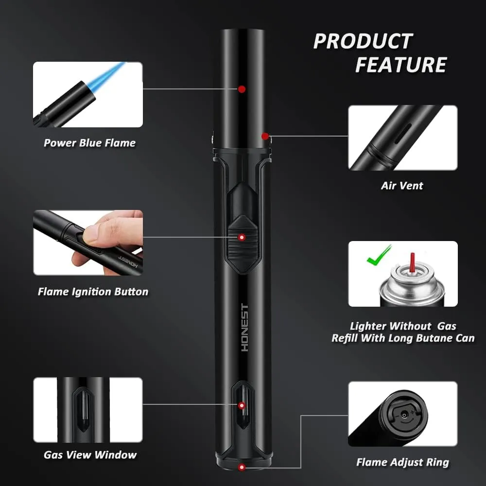 PROMISE Torch Lighters, Butane Lighters Refillable Single Jet Flame for Candle Grill BBQ Camping (Blue&Red)