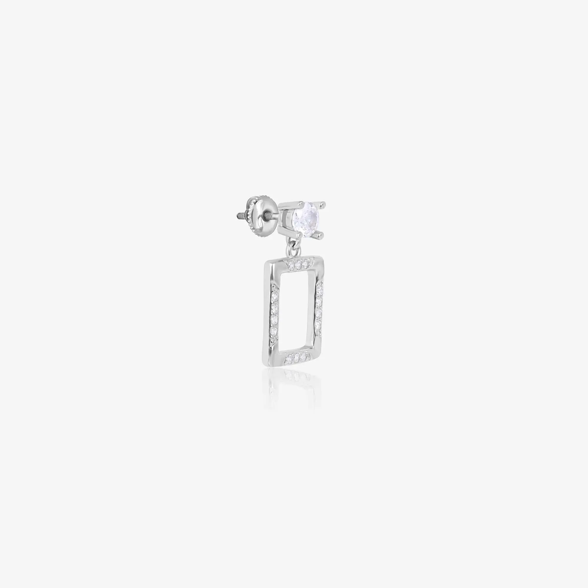 Radiant Rectangular CZ Silver Studs