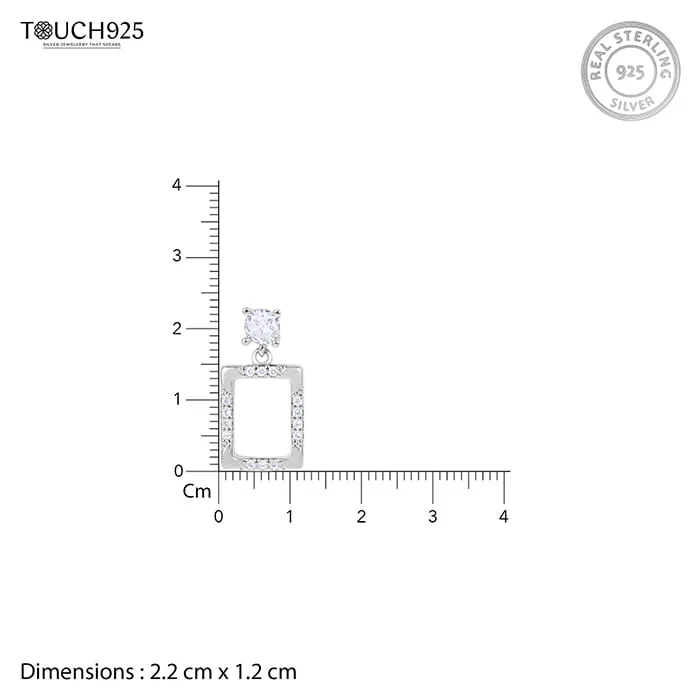 Radiant Rectangular CZ Silver Studs