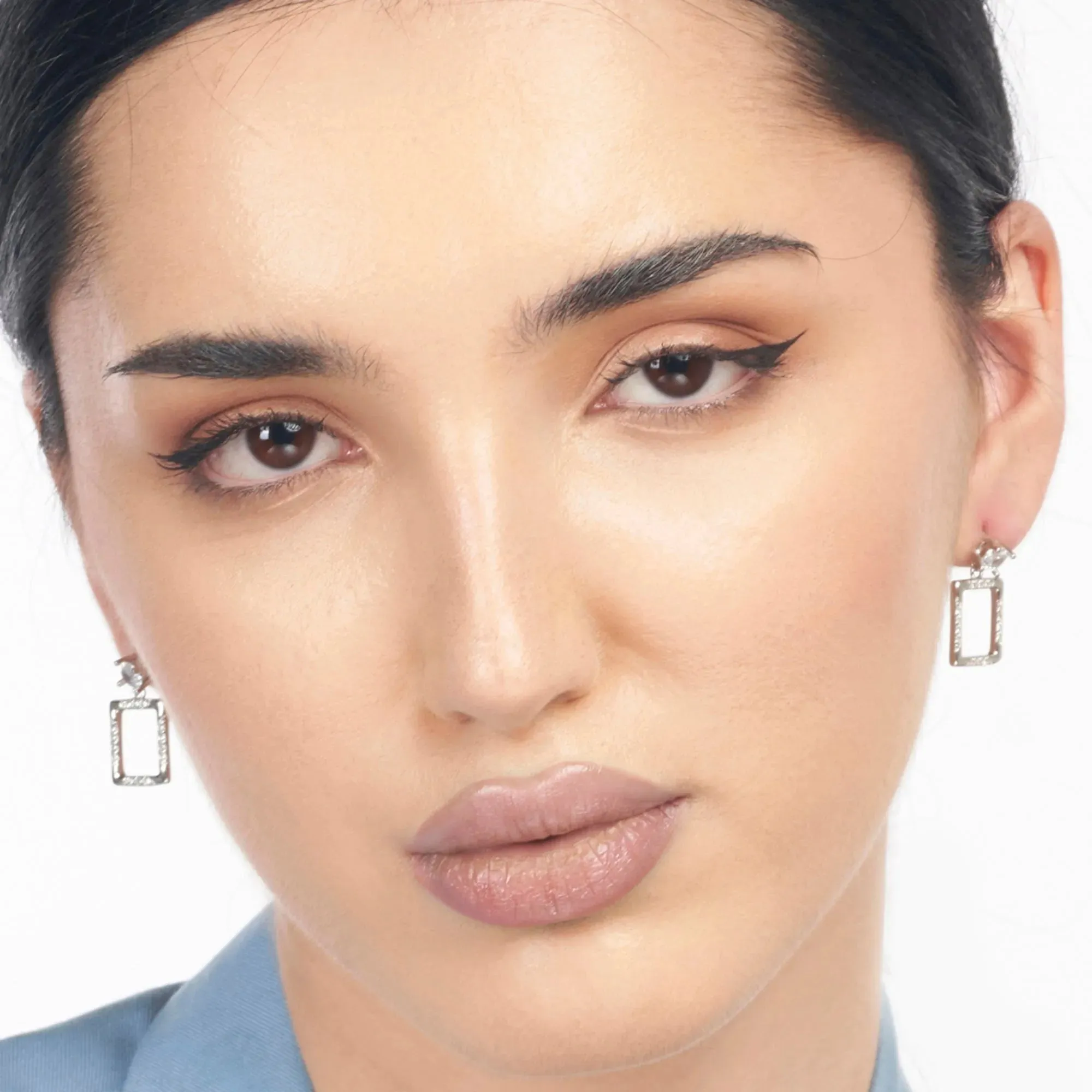 Radiant Rectangular CZ Silver Studs