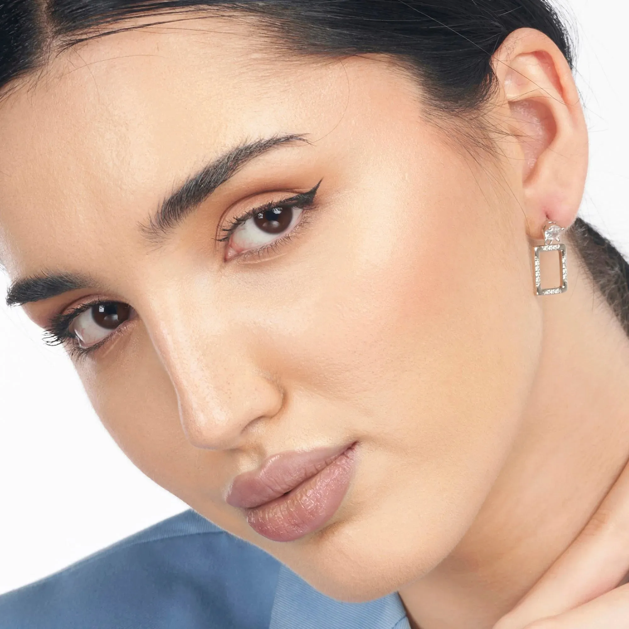 Radiant Rectangular CZ Silver Studs