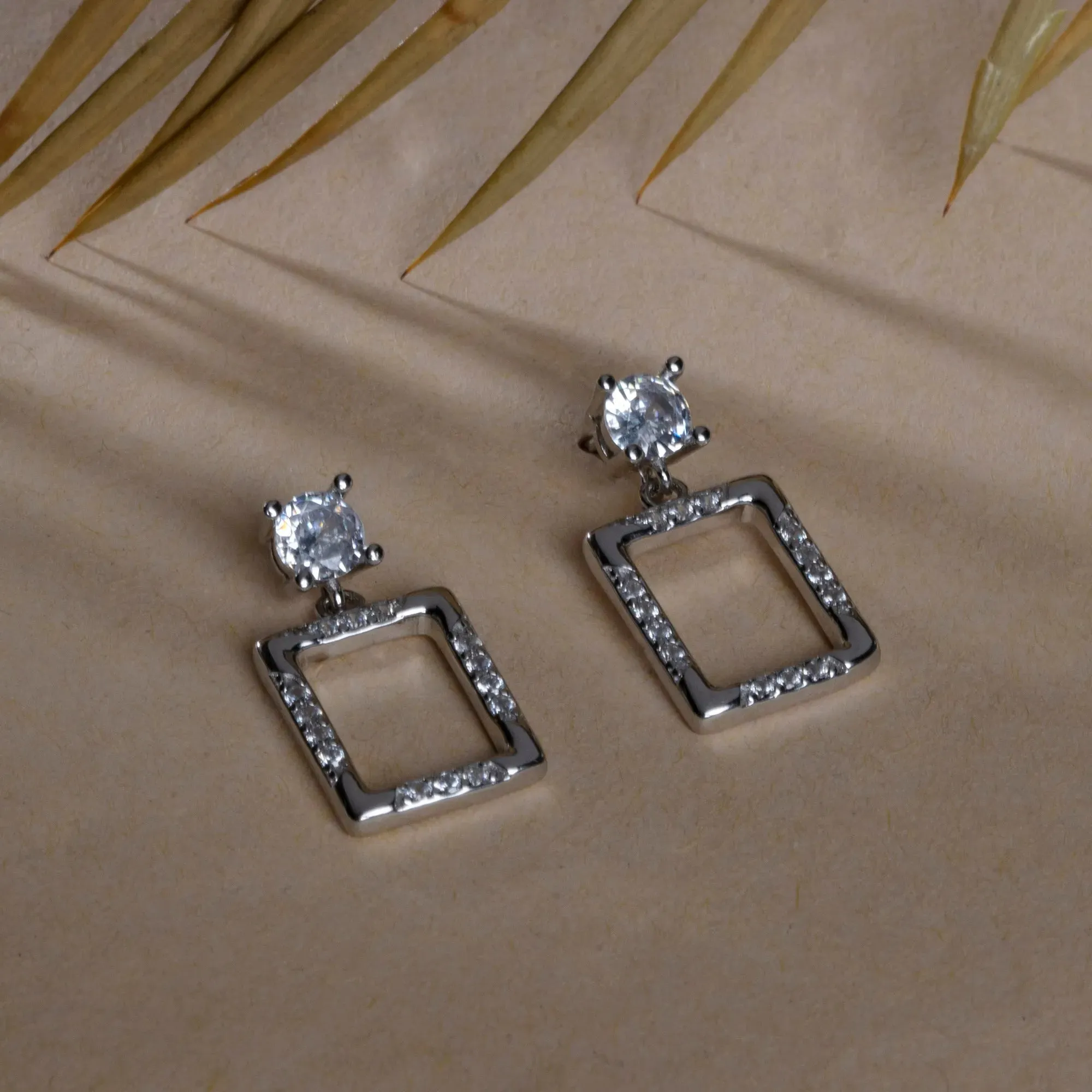 Radiant Rectangular CZ Silver Studs