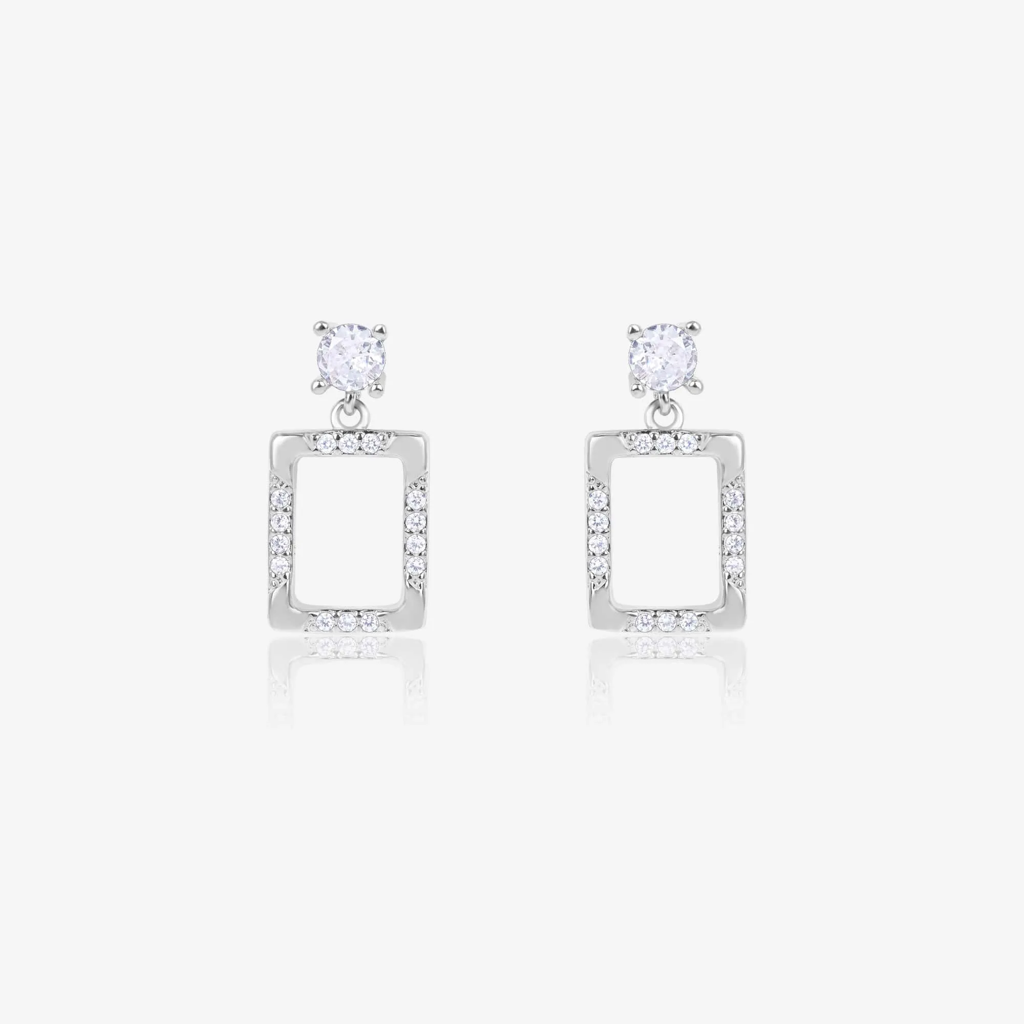 Radiant Rectangular CZ Silver Studs