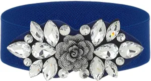 Rhinestone Stretch Belt Black Wide Formal Belt Women Red Belts Elastic Dressy Waist Accessories