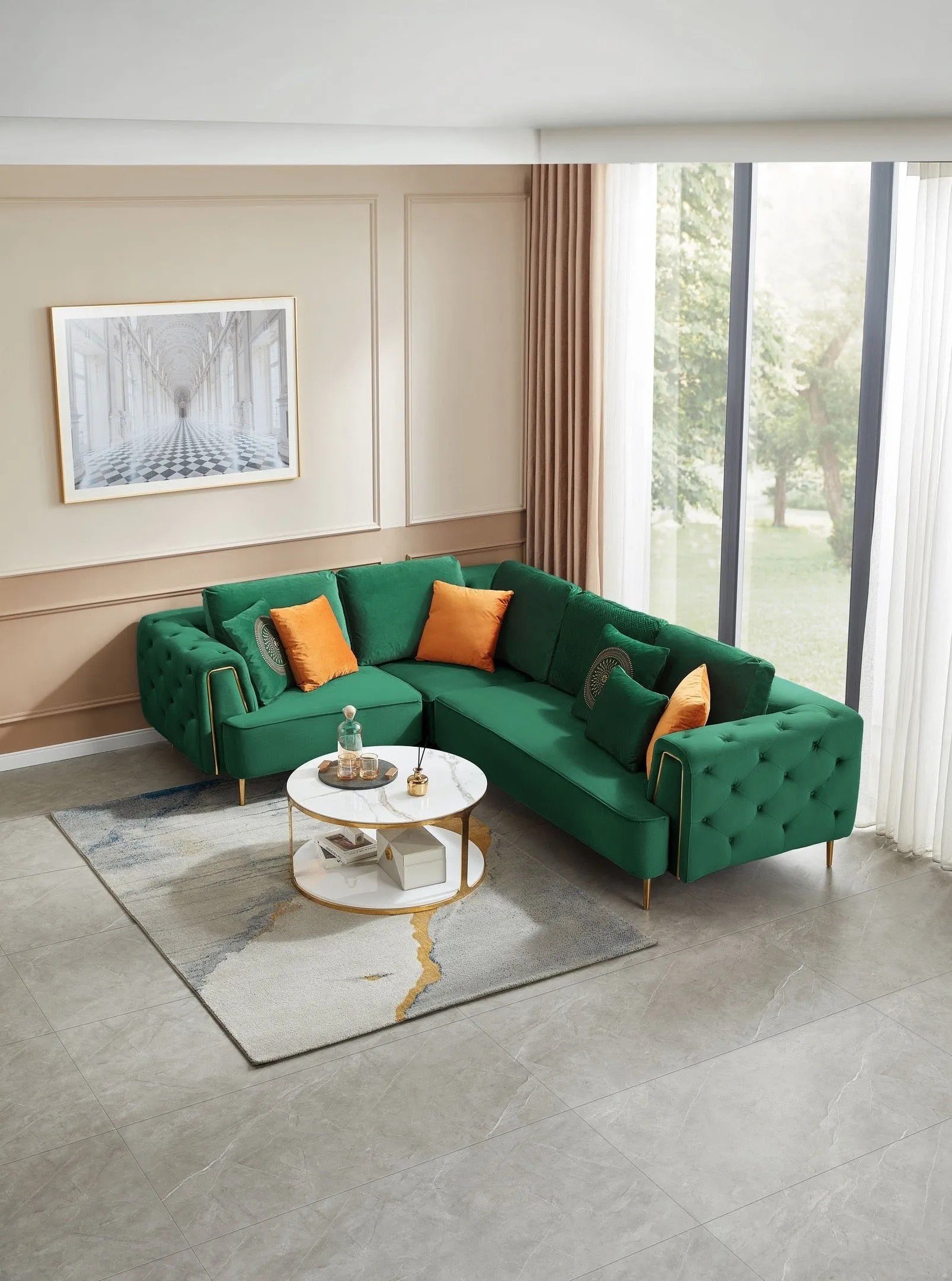 Rubeza Sofia 1 Seater/Corner/2 Seater - Emerald Green