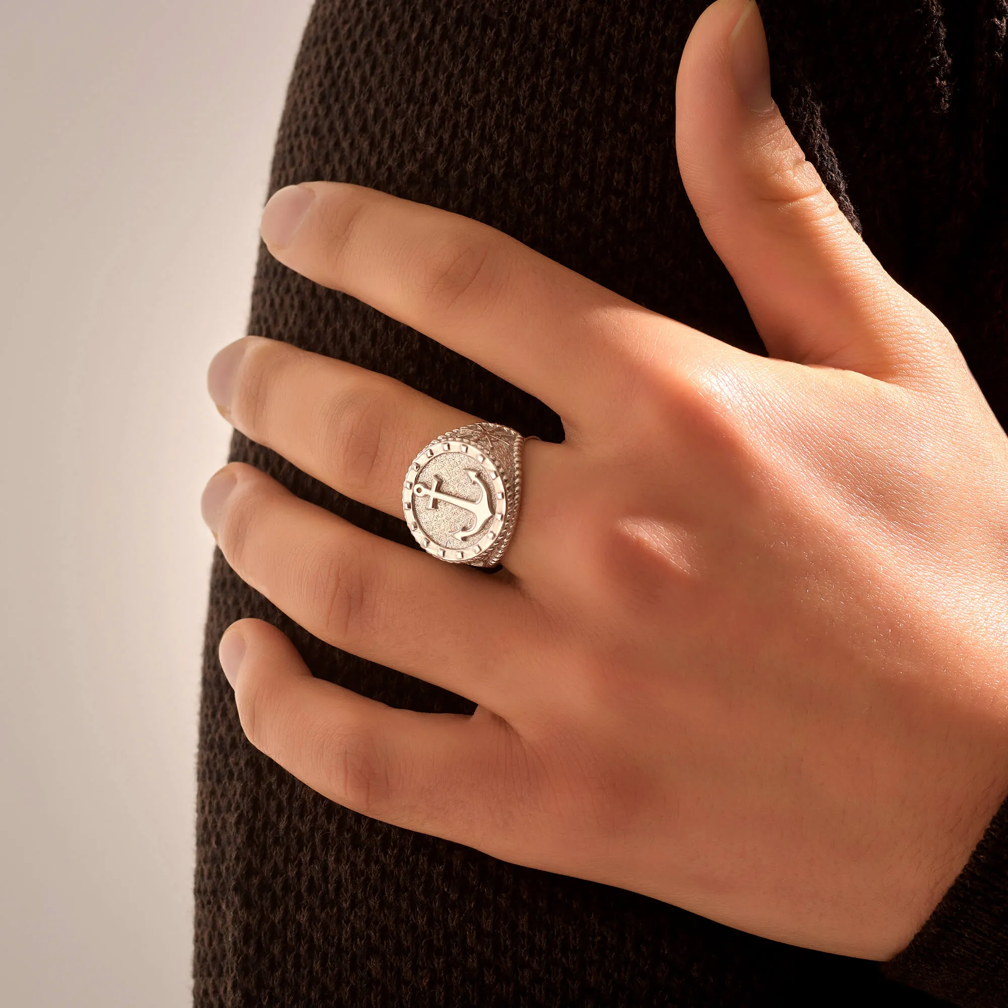 Sailor's Anchor Ring - Solid Silver