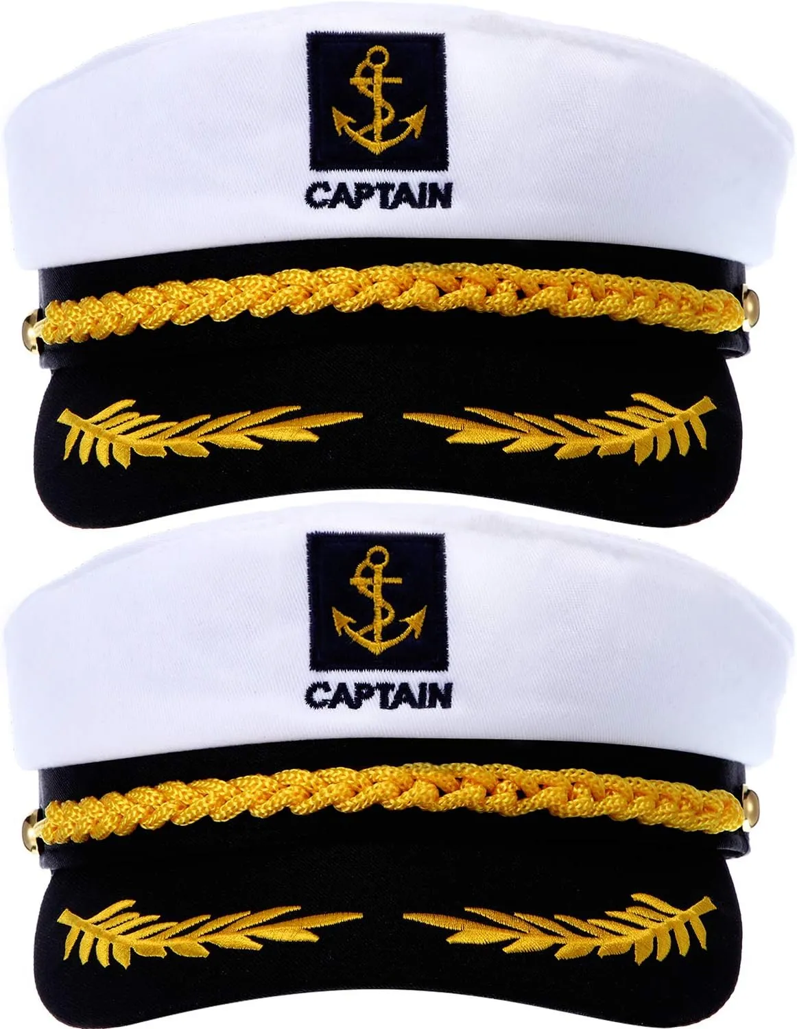 SATINIOR 2 Pieces Yacht Captain Hat Navy Sailor Ship Cap Boat Captain Hat for Adult Kids Halloween Costume Accessories