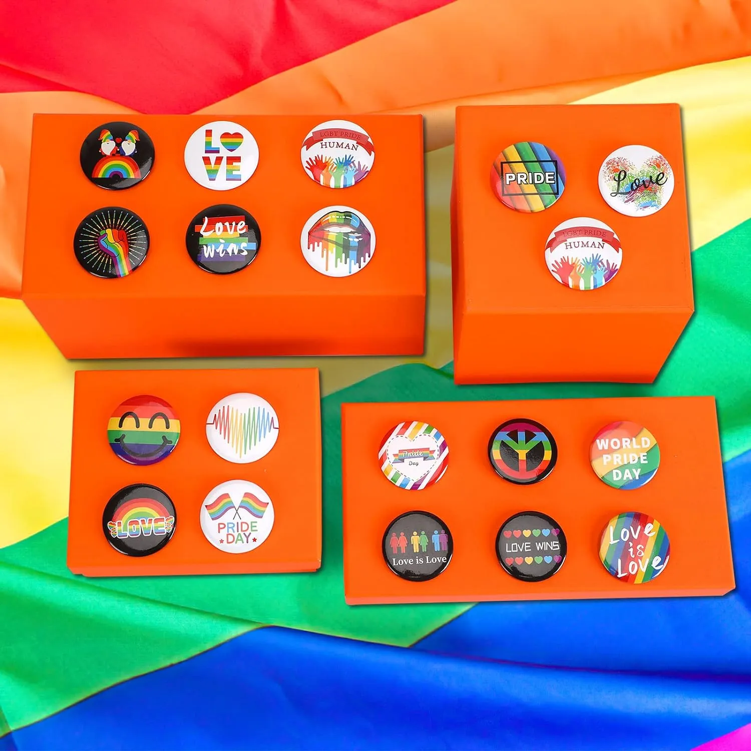 SEPGLITTER Pride Rainbow LGBTQ Buttons - 54pcs Bulk Badges for Parades, Month Celebrations, Gay LGBT Party Favors, Supplies, Decorations, and Accessories
