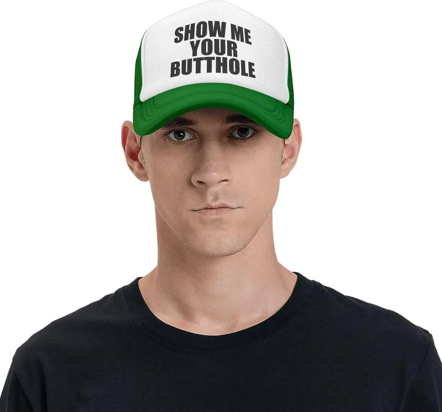 Show Me Your Butthole Funny Hat Unisex Adult Trucker Caps Fishing Adjustable Cap Classic Sport Hats Black