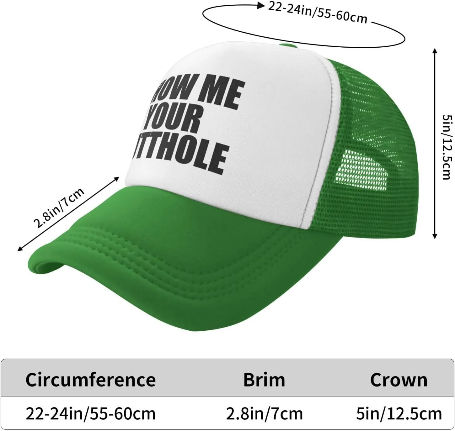 Show Me Your Butthole Funny Hat Unisex Adult Trucker Caps Fishing Adjustable Cap Classic Sport Hats Black