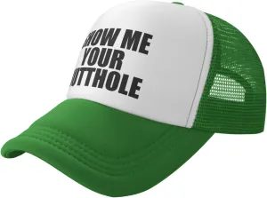 Show Me Your Butthole Funny Hat Unisex Adult Trucker Caps Fishing Adjustable Cap Classic Sport Hats Black