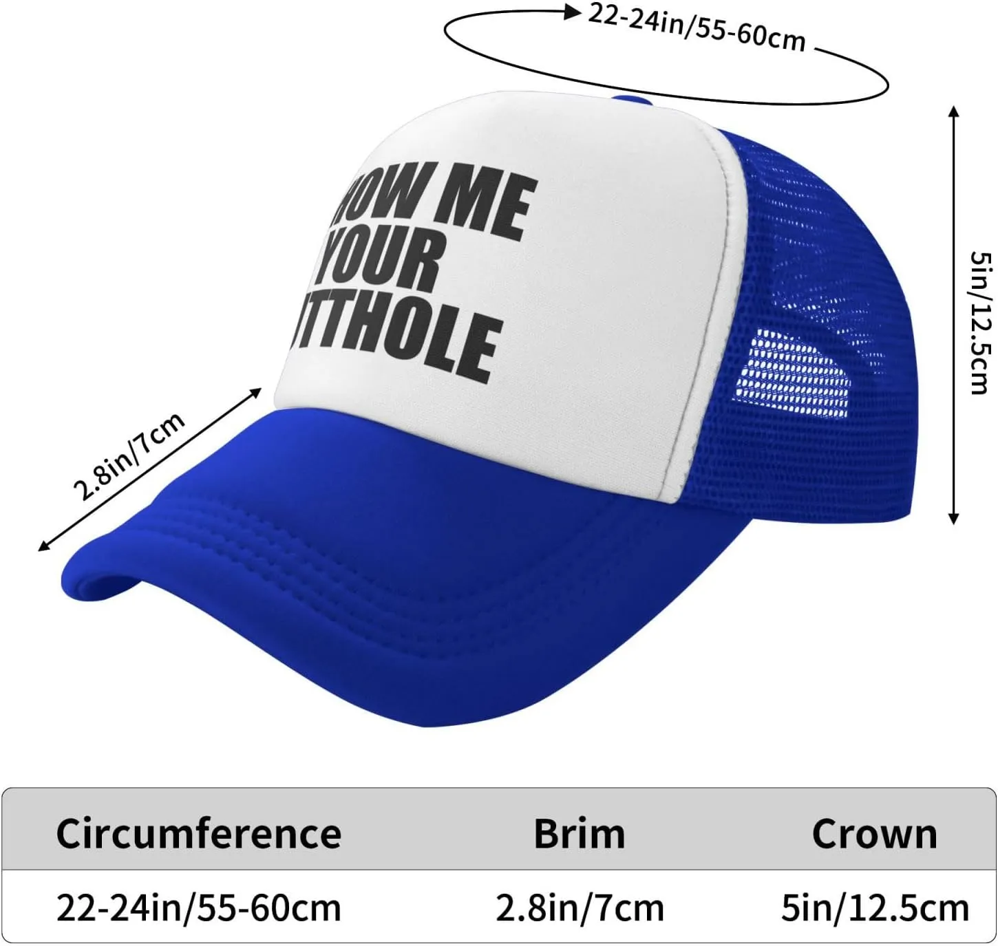 Show Me Your Butthole Funny Hat Unisex Adult Trucker Caps Fishing Adjustable Cap Classic Sport Hats Black