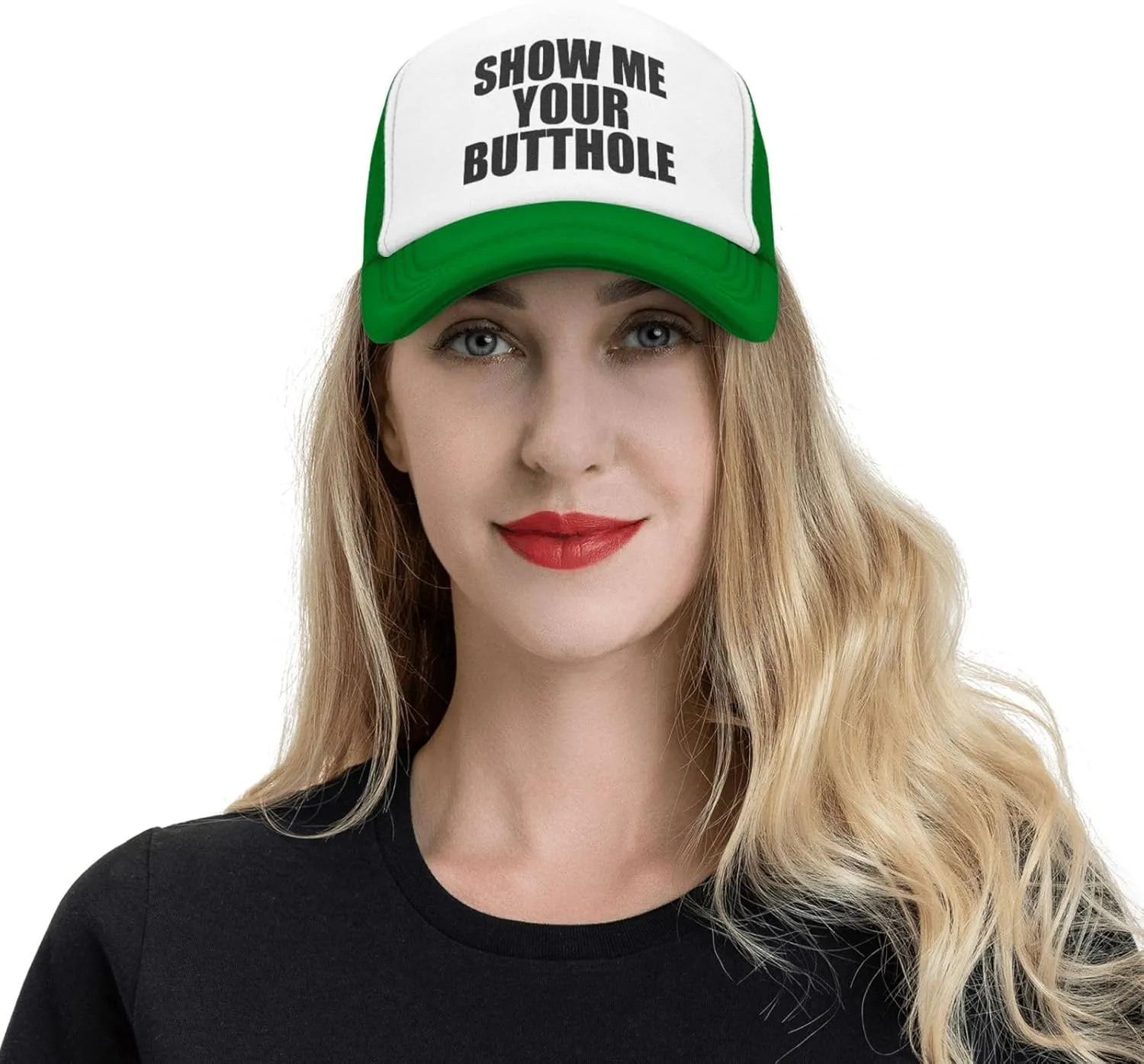 Show Me Your Butthole Funny Hat Unisex Adult Trucker Caps Fishing Adjustable Cap Classic Sport Hats Black