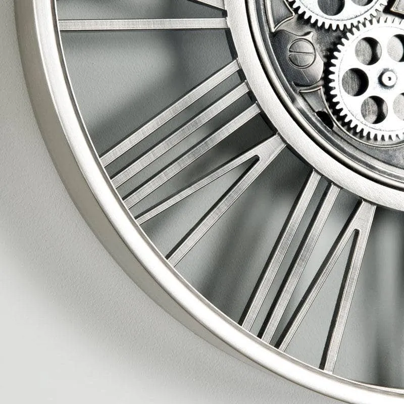 Silver Gears Wall Clock - 53cm