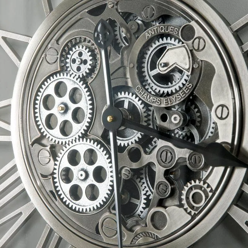 Silver Gears Wall Clock - 53cm
