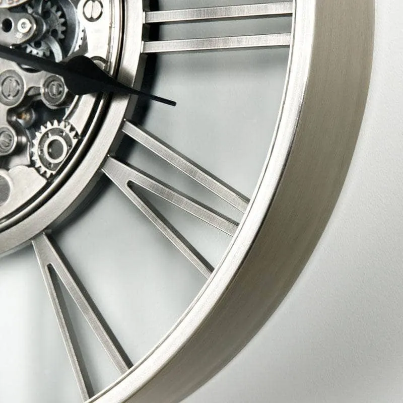 Silver Gears Wall Clock - 53cm