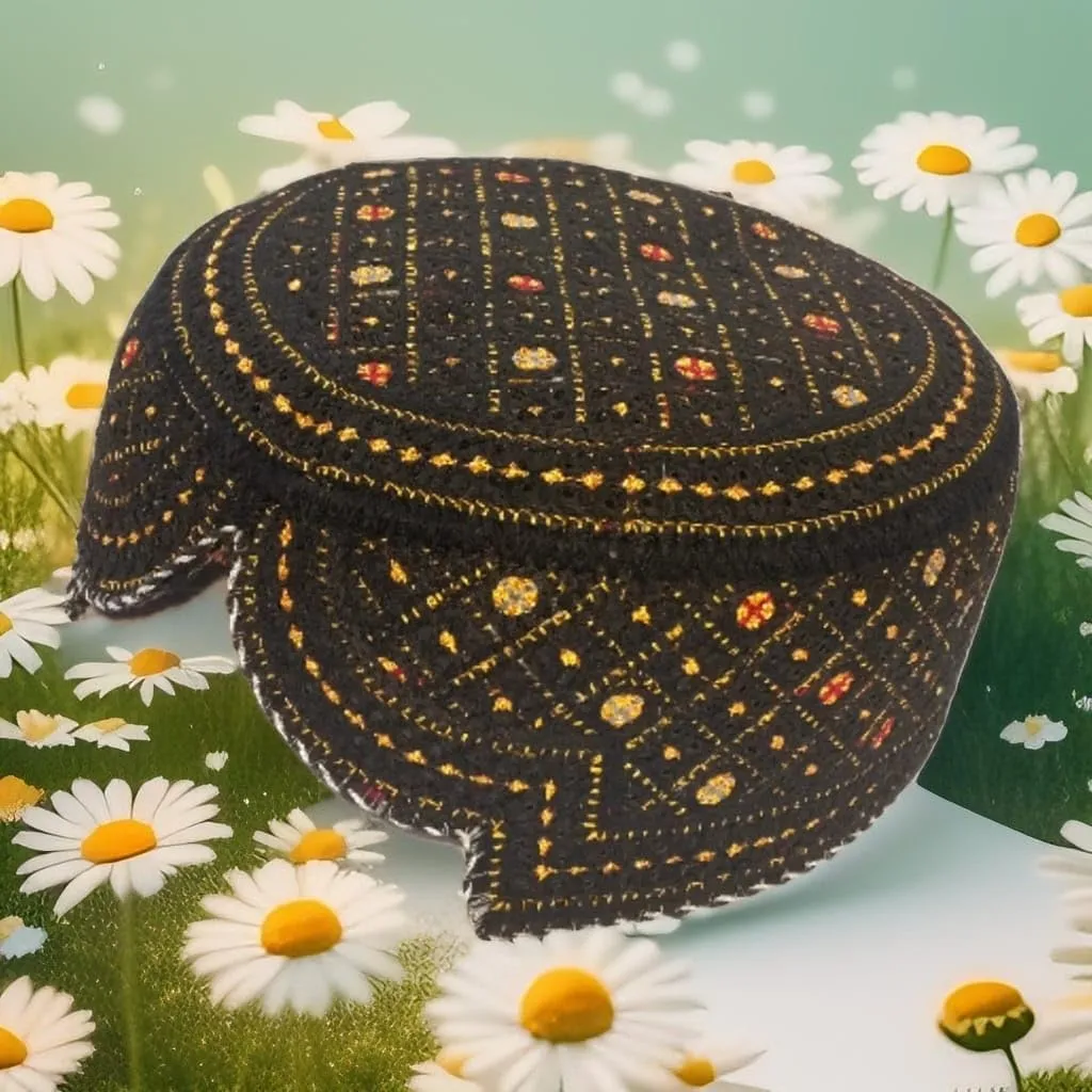 Sindhi Topi Kufi Traditional Handmade Cap with Embroidered Front Cut Unisex, Ramadan, Eid Gift for Muslims Made in Pakistan