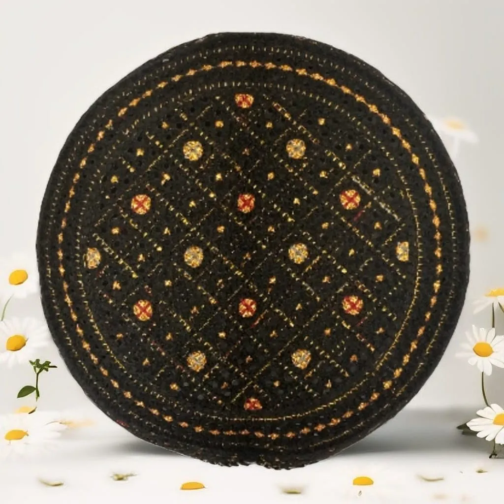 Sindhi Topi Kufi Traditional Handmade Cap with Embroidered Front Cut Unisex, Ramadan, Eid Gift for Muslims Made in Pakistan