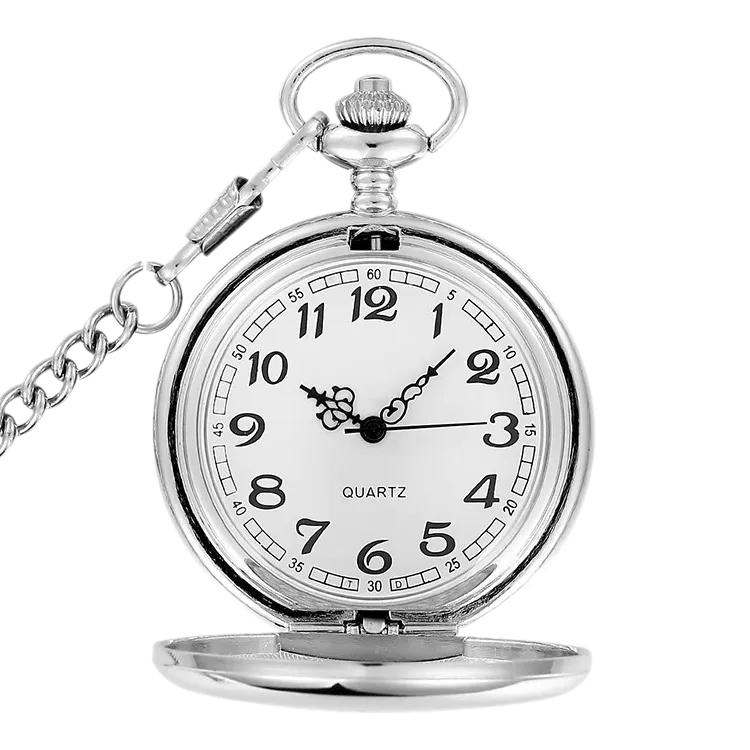 Sleek Silver Analog Quartz Pocket Watch